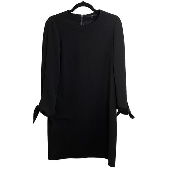 Tibi Tie Sleeve Structured Crepe Black Shift Dress - Picture 3 of 9